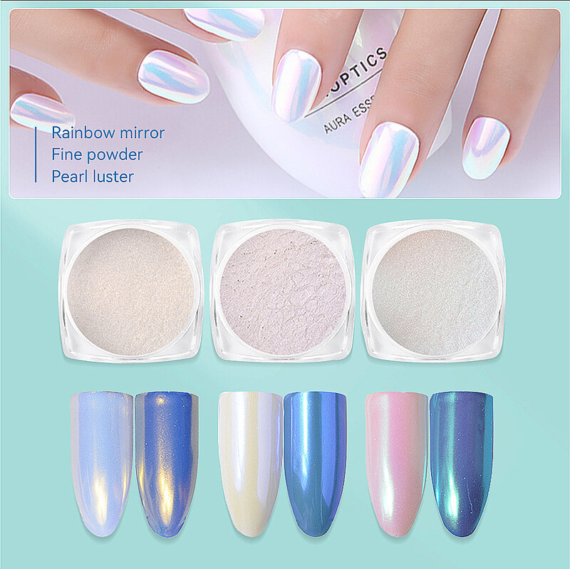 1 scatola specchio per unghie polvere Glitter metallizzata polvere colorata effetto metallo Glitter per unghie oro Nail Art smalto gel UV fiocchi di cromo polvere