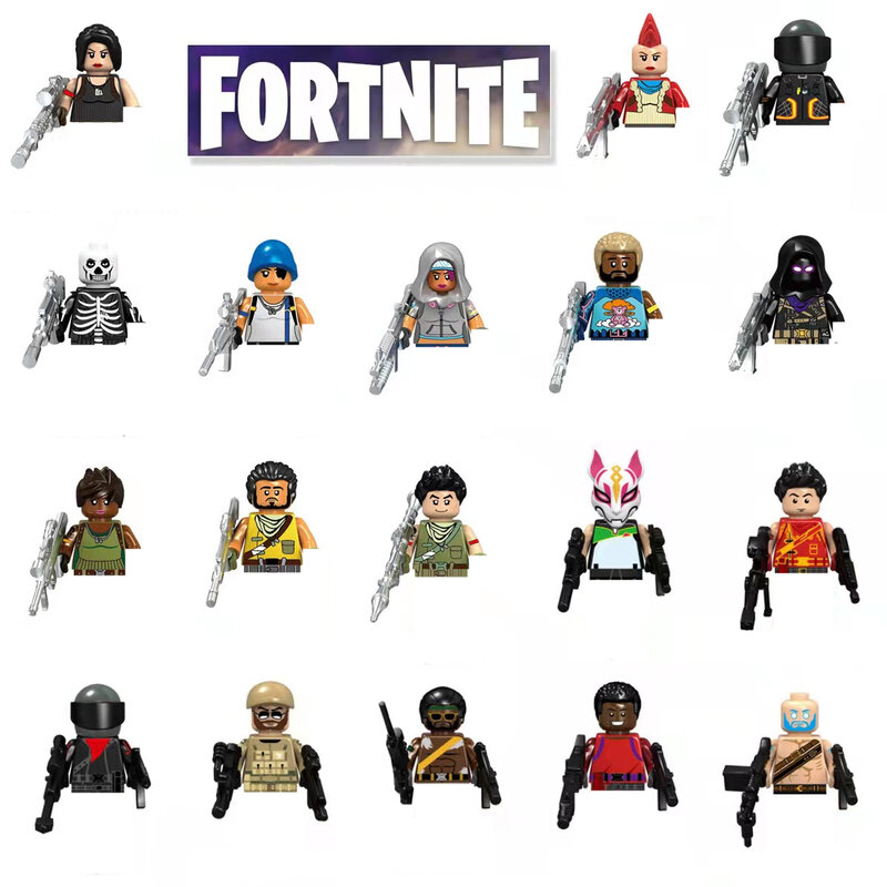 10PCS Fortnite Mini Jonesy Builder Male Explorer Ninja Female Special Female Explorer Dark Voyar Building Blocks Figures Toys