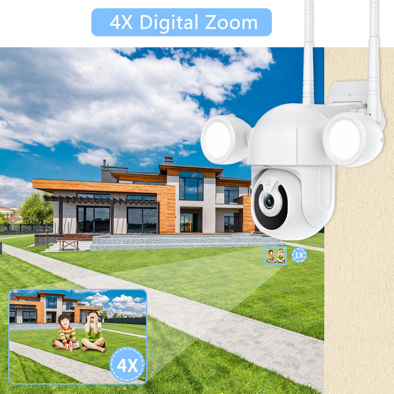 Wifi 옥외 PTZ 안전 보호를 가진 3MP 감시 사진기 똑똑한 가정 색깔 밤 비전 투광 램프 자동 추적 Videcam