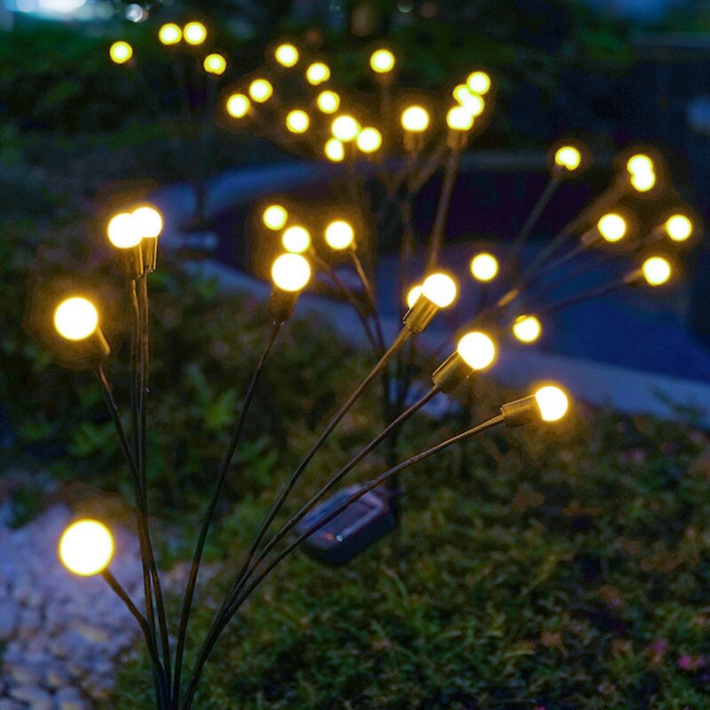 1/2/4 pces 6/8/10led solar jardim luz led firework firefly paisagem luzes ao ar livre gramado à prova dfor água para a decoração do caminho do jardim