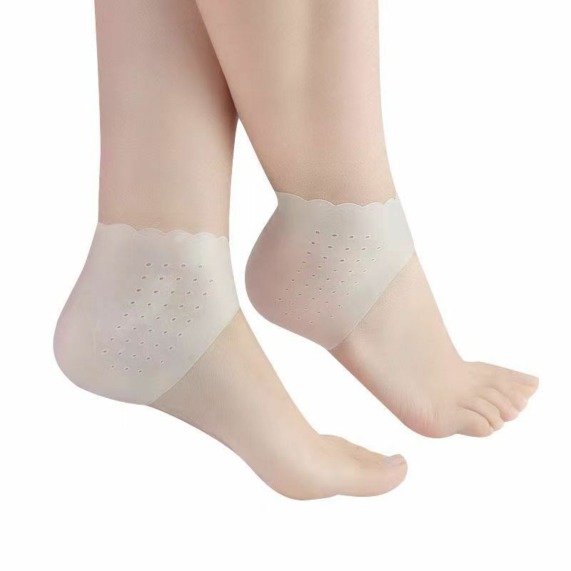 Calcetines de silicona para el cuidado de los pies, calcetines finos de Gel hidratante con agujero, protectores agrietados para el cuidado de la piel del pie, cubierta de encaje para el talón, 1 par