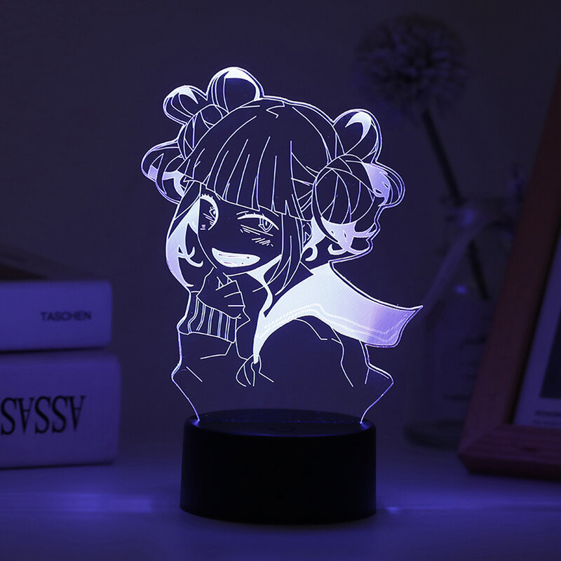 Najnowszy My Hero Academia Himiko Toga 3D Anime lampa Shoto Todoroki stół akrylowy noc oświetlenie do sypialni dekoracja Cartoon prezent