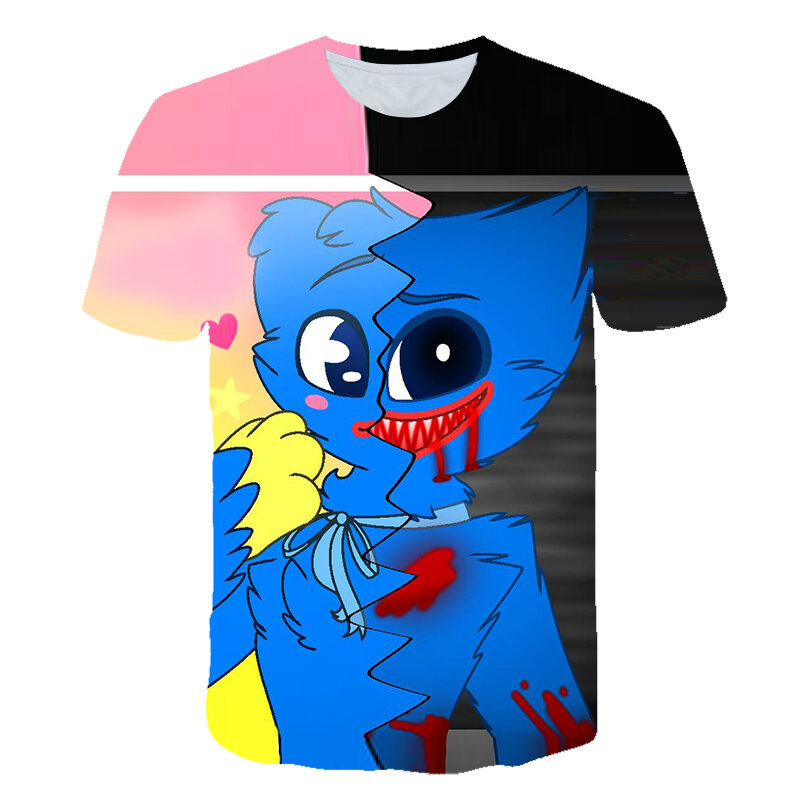 Poppysplaytime t-shirts jogo de terror dos desenhos animados 3d impressão menino/menina o-pescoço moda t camisa crianças meninos t topos roupas do bebê meninos