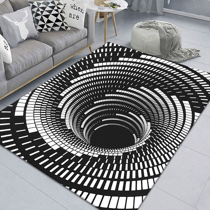 Dekorasi Kamar Remaja 3D Vortex Ilusi Karpet Pintu Masuk Tikar Ruang Tamu Karpet Geometris Optik Keset Ilusi Karpet Tikar