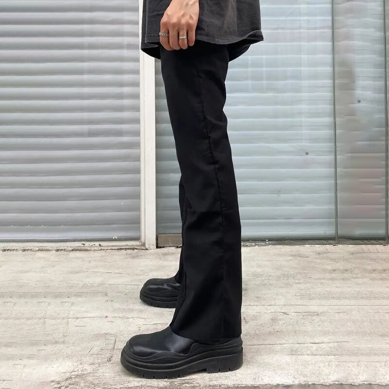 Homens retro high street sólido clássico moda terno calça masculina elegante magro de alta qualidade rua y2k calças casuais