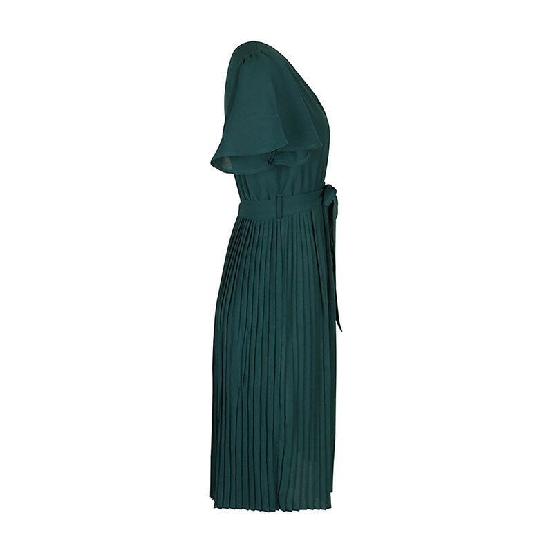 우아하고 편안한 V 넥 루즈핏 캐주얼 반팔 드레스 여성용, 여름 프릴 드레스, 여름용