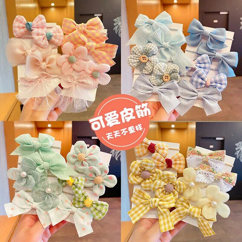 Children's leather band  baby's hair rope flower bow knot, harmless hair accessories, cute hair loop, horsetail headdress