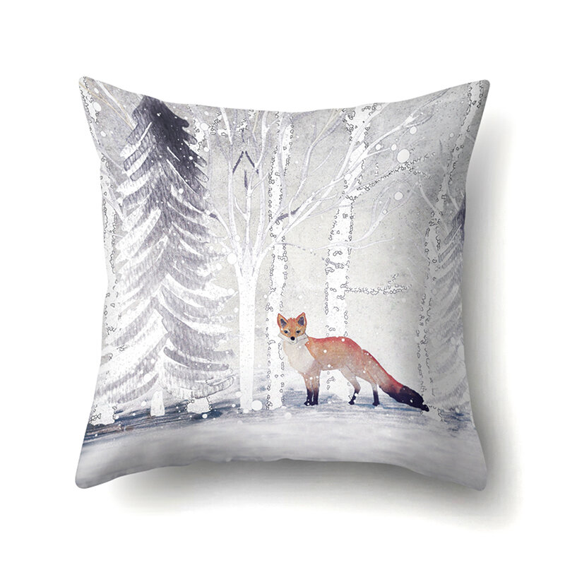 ZHENHE Cartoon Fox Pillow Case Home Decoration  Cushion Cover Bedroom Sofa Decor Pillow Cover 18x18 Inch