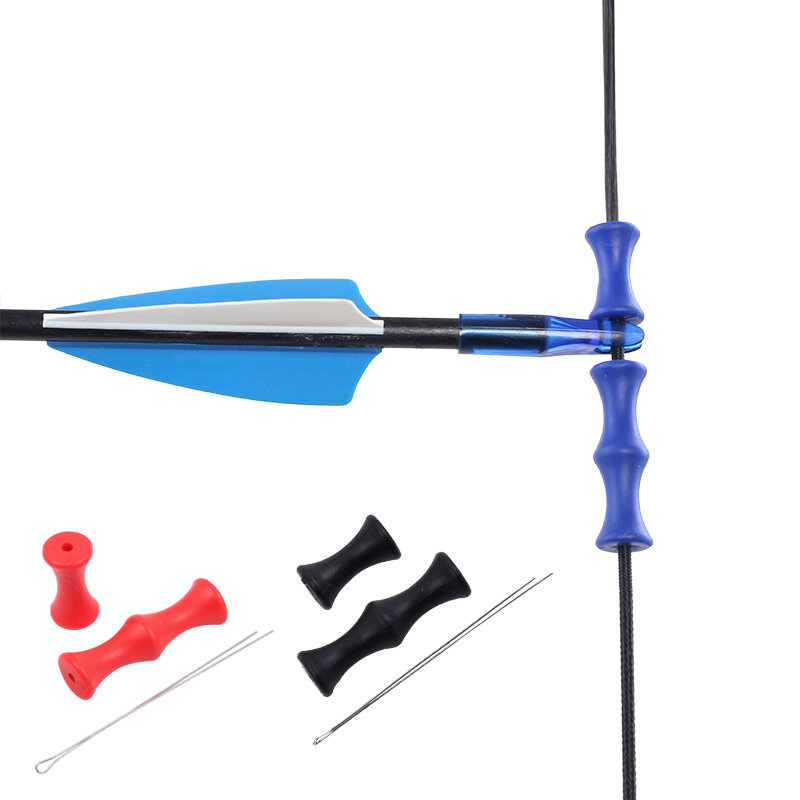 2 paquetes de arco y flecha, protector de dedo de silicona, equipo de protección de tiro con arco, posicionamiento de cuerda de arco, rodillo absorbente de golpes de goma