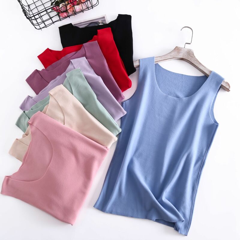 Camisoles for Women De Velvet Thermal Vest Thickened Bottoming Shirt Heat Storage Seamless 2XL Wide Shoulders Intimate Underwear