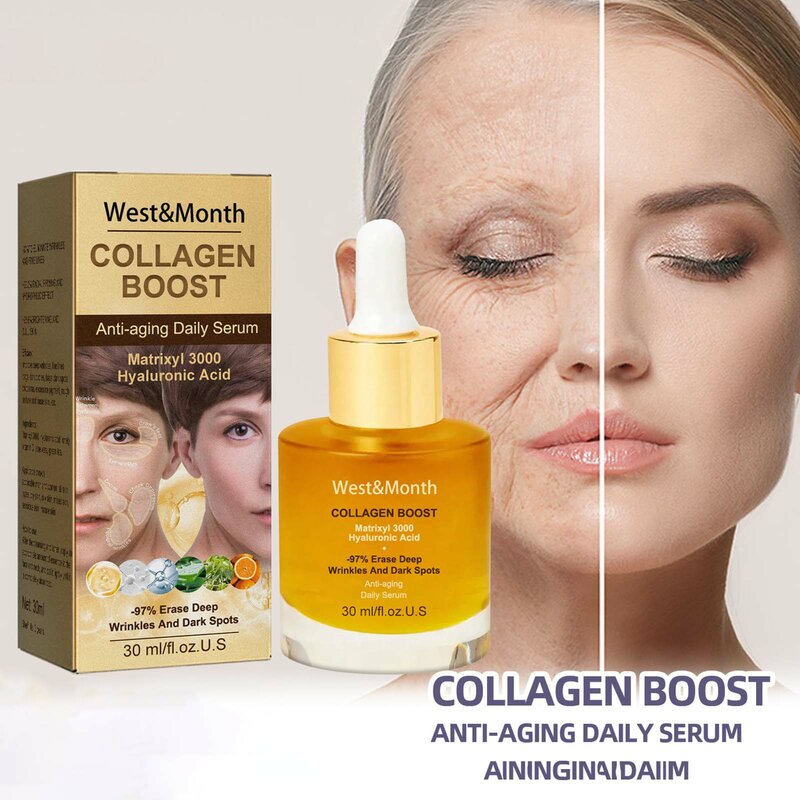 30ml Colágeno Rosto Soro Boost Anti Envelhecimento Mosturizure Essence Brightening Pele Refirmante Nutritivo Anti Rugas Soro Facial