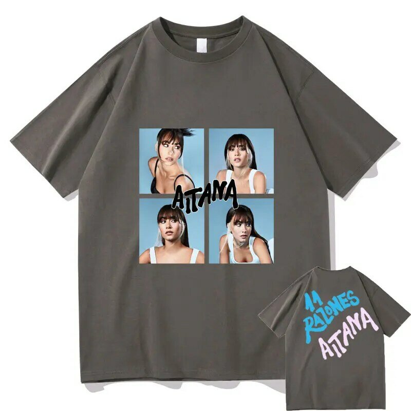 Singer Aitana Ocana 그래픽 양면 프린트 티셔츠, 일반 남성 여성 패션 하라주쿠 티셔츠 반팔 남성 힙합 티셔츠
