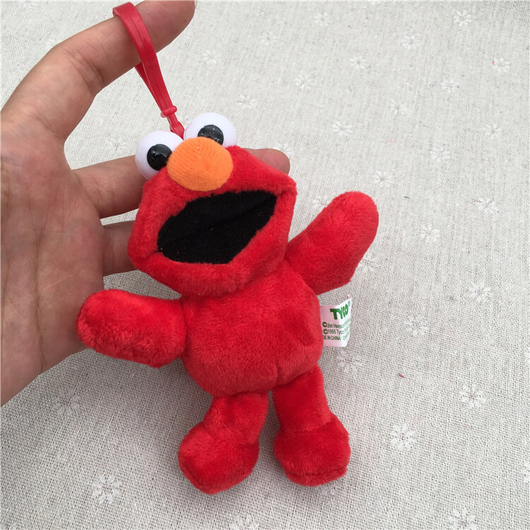 10Cm Sesame Street Elmo CookieMonster Boneka Mainan Kartun Isi Lembut Lembut Lucu Hadiah Anak-anak Gantungan Kunci Liontin Dekorasi