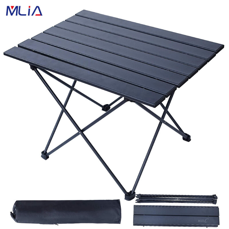 MLIA-휴대용 접이식 테이블 캠핑 야외 피크닉 알루미늄 합금 초경량 접이식 책상, 접을 수 있는 테이블 탑 및 캐리 백