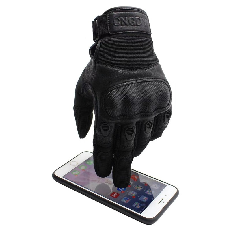 Motorcycle Gloves Leather Wear-Resistant Full-Finger Tactical Gloves Touch Screen Breathable Anti-Drop Motorcycle Riding Outdoor