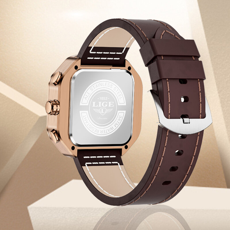LIGE 2022 Casual Sport Uhren für Männer Datum Quarz Luxus Military Leder Armbanduhr Mann Uhr Mode Chronograph Armbanduhr