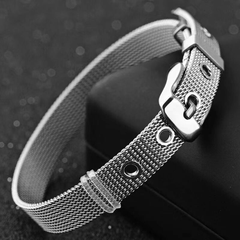 Bracelet en acier au titane de style coréen créatif, bracelet de montre en maille, bracelet unisexe, accessoires de poignet, anneau à main, personnalité