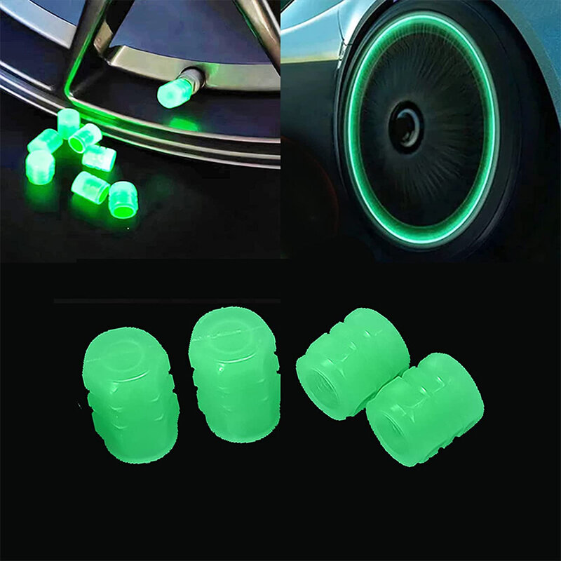 Tire Led Fuorescent Valve Caps for Car Motorcycle Bike Wheel Hub Red Luminous Car Valve Cover Decoration Glow In The Dark 4 Pcs