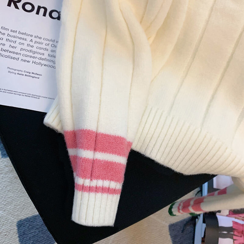 Pull surdimensionné en tricot pour femme, style rétro japonais, mode coréenne, automne 2022