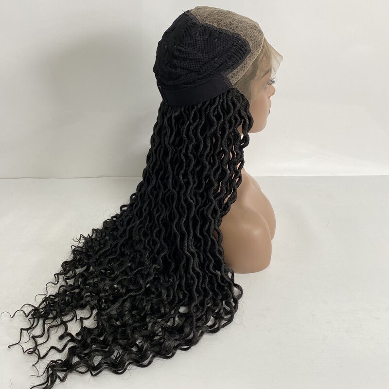 흑인 여성용 웨이브 소프트 레게머리 가발, 레이스 정면 가발, 블랙 컬러, 28 인치 길이
