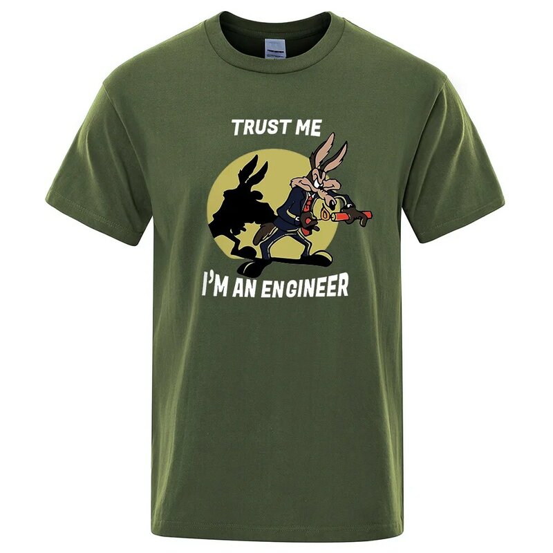 صدقوني ، أنا مهندس الرجال تي شيرت ، هوا القديمة على غرار تي شيرت مستديرة الرقبة الهندسة تي شيرت