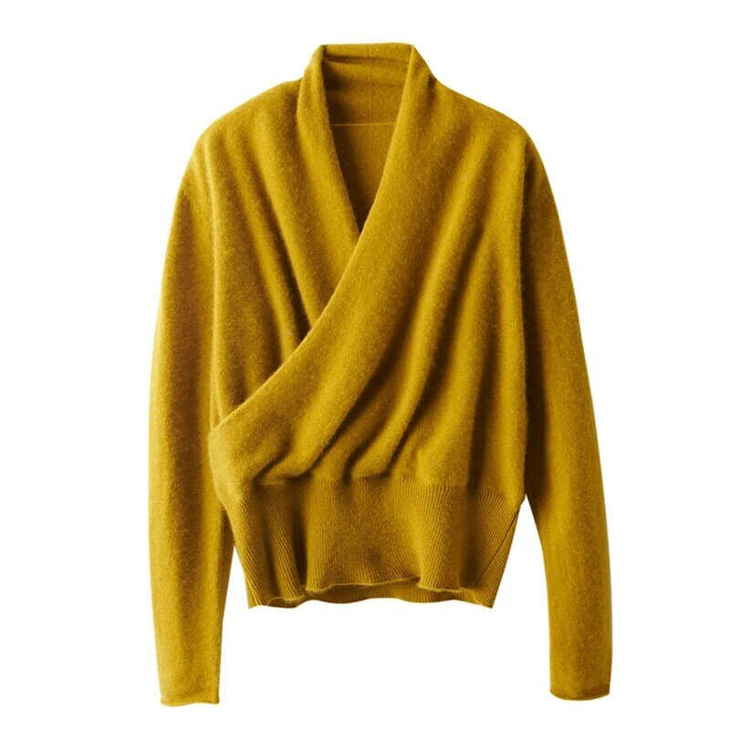 Suéter de punto de Cachemira de cabra pura para mujer, jersey con cuello en V de alta calidad, ropa de moda para mujer, Tops para niña 2022