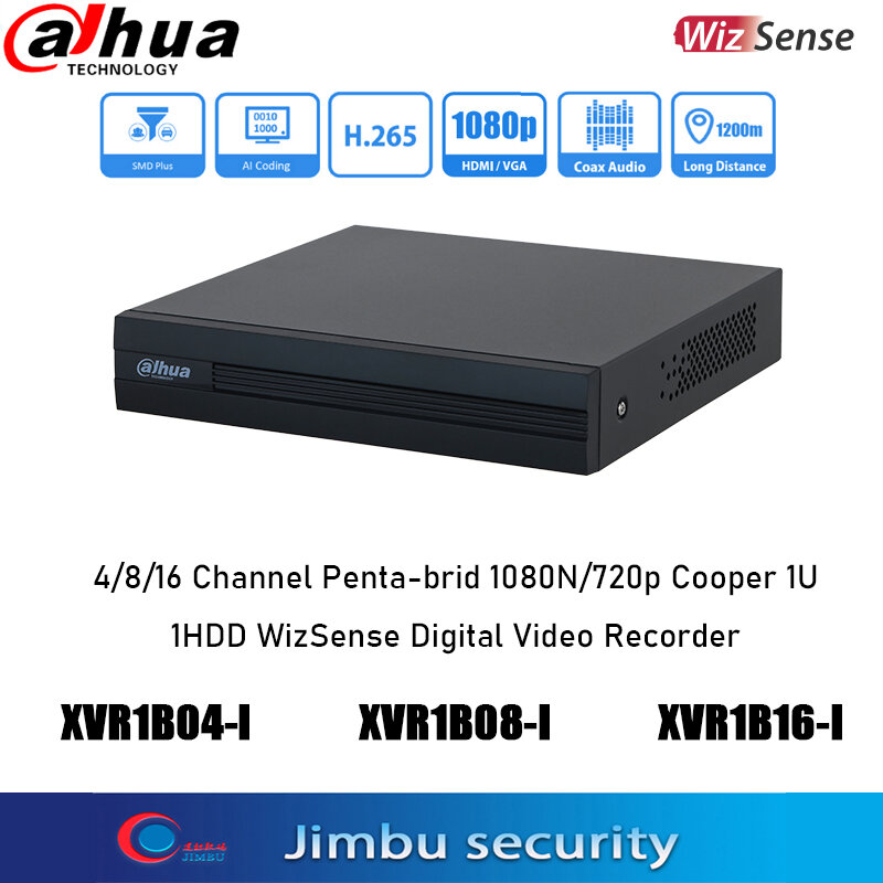 Dahua-grabador de vídeo Digital XVR DVR, 4 y 8 canales, 16 canales, XVR1B08-I, todos los canales AI HDCVI/AHD/TVI/CVBS/IP, entrada de vídeo WizSense