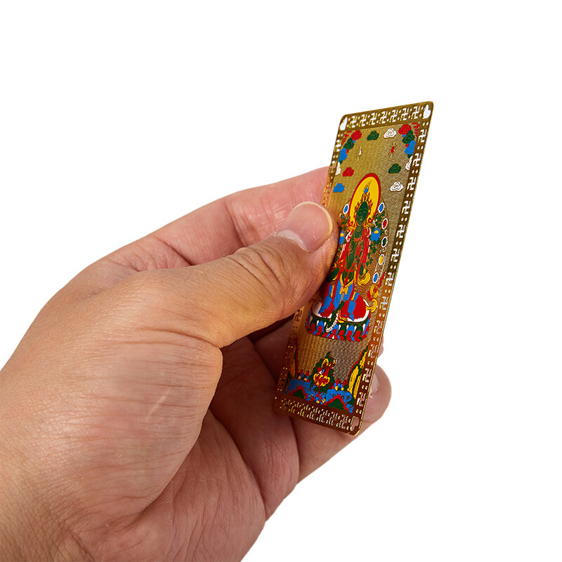 Monochromatyczna metalowa karta buddy bożek bogactwa Guan Gong karta fortuny prezent Amulet miedziane złote buddyjski