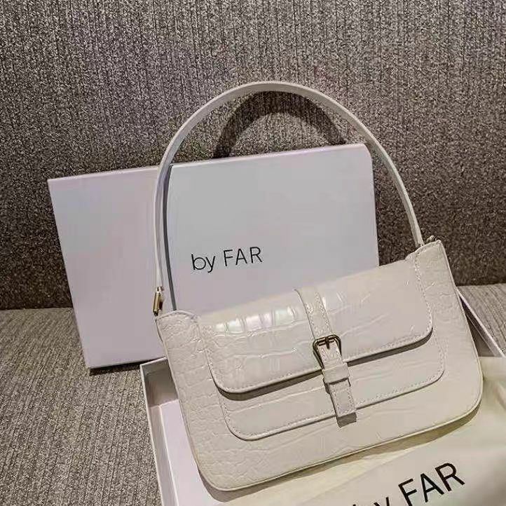 Роскошная брендовая сумка от бренда BY FAR, винтажная сумка-мессенджер из высококачественного кожаного материала с нашивкой на подмышек, модн...