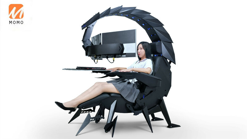 Novo 2021 silla de juegos de gravedad cero, soporte para 1-3 monitores, escorpión, súper juego, futuro extradimensional