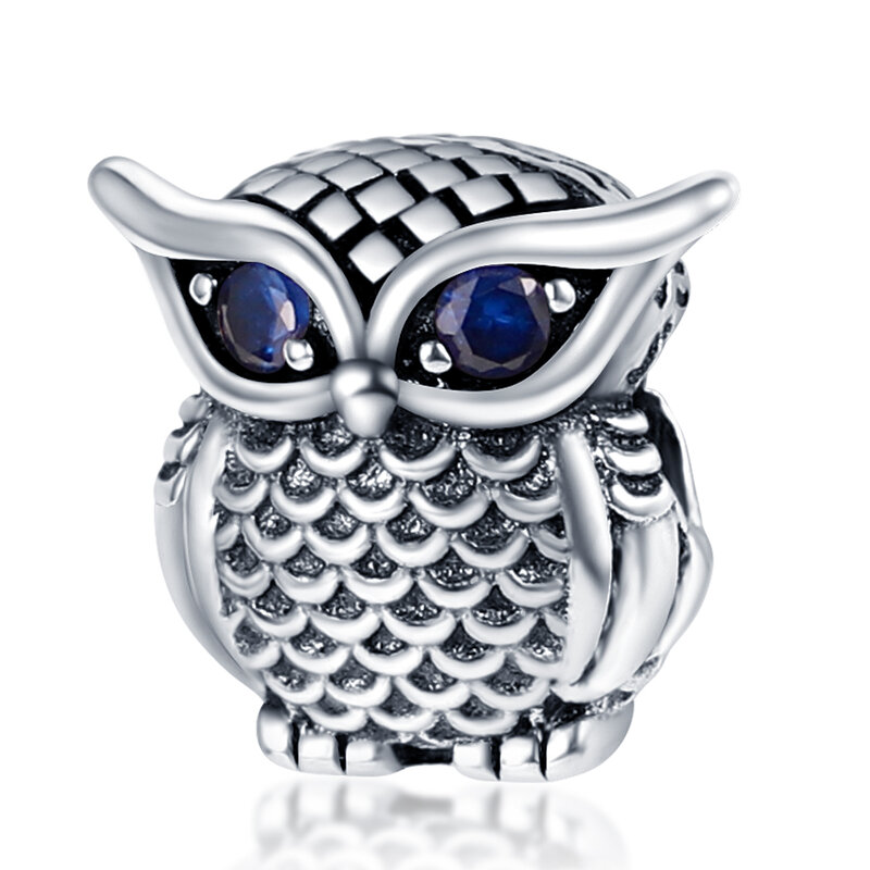 Neue 925 Sterling Silber Blauen Augen Eule Stil Nette Klassische Perlen Fit Original Pandora Charme Armband Frauen DIY Schmuck Zubehör