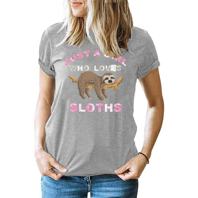 Moda śmieszne tylko dziewczyna, która kocha lenistwo drukowane koszulki damskie letnie dorywczo krótki rękaw koszulki koszule z okrągłym dekoltem
