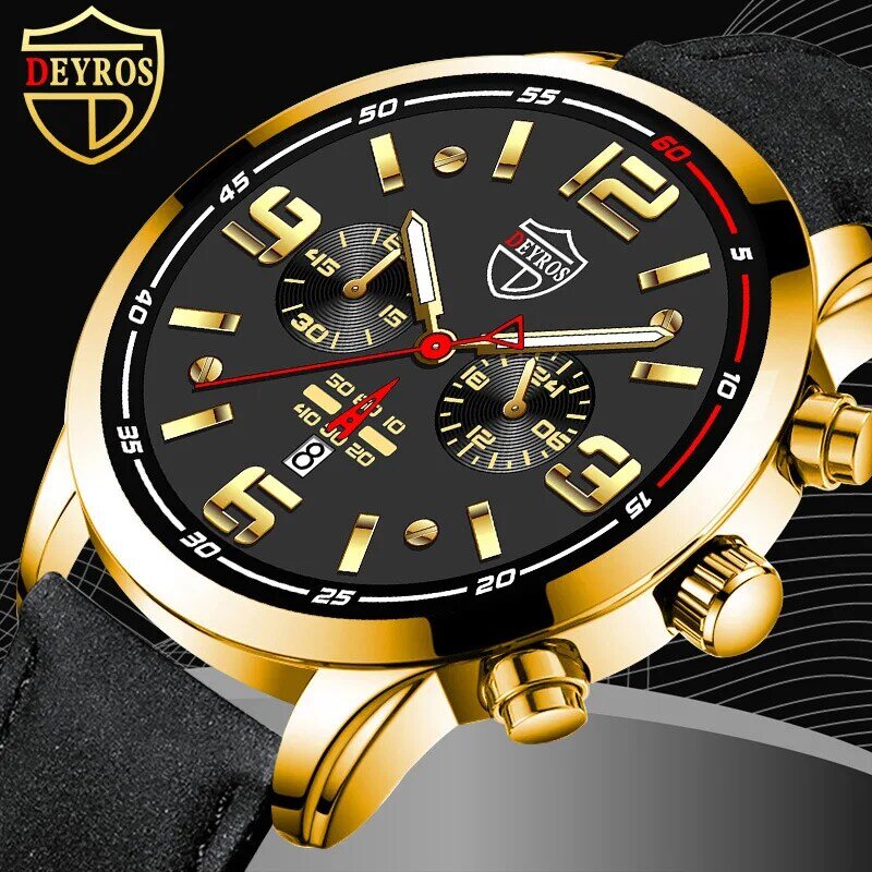 Relógio para homem relógio de pulso esportivo masculino relógios luminosos couro negócios masculino calendário relógio de quartzo relógio de ouro relogio masculino