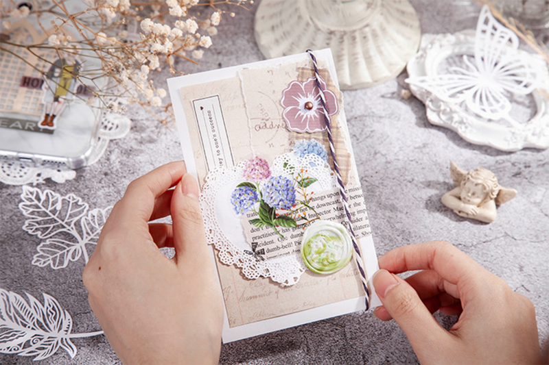 20 pçs laço oco diy papel flor borboleta bilhetes selos caderno álbum de fotos quadro diário feito à mão com amor planejador diário