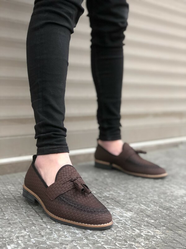 Классические мужские туфли BA0009 с кисточками, коричневого цвета