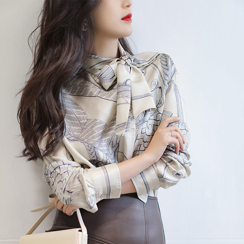 Elegante camicia stampata da donna camicetta allentata da donna per camicette Pullover a maniche lunghe autunnali per donna moda 2022