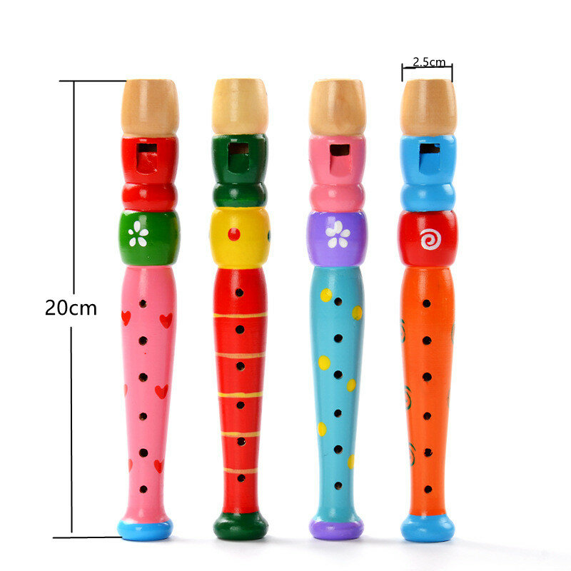 Short Flute Sound Kid Woodwind Musical Instrument Early Education Develop Type 6Holes Recorder Wooden Flute Musical Instruments