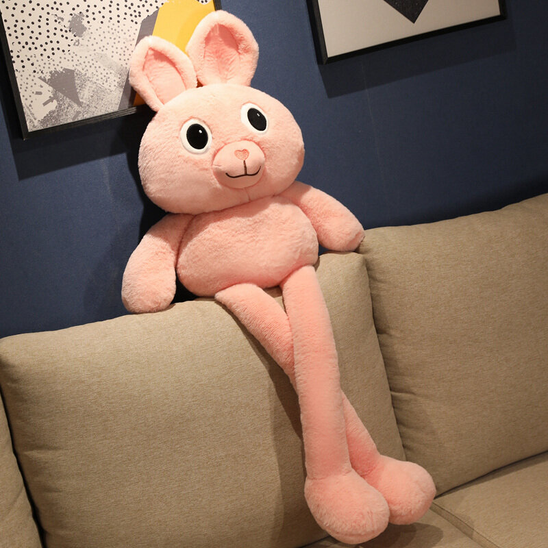 Muñeca de conejo de 60cm para niños y niñas, juguete de felpa gigante y creativo, orejas estirables, conejo de patas largas, almohada para dormir