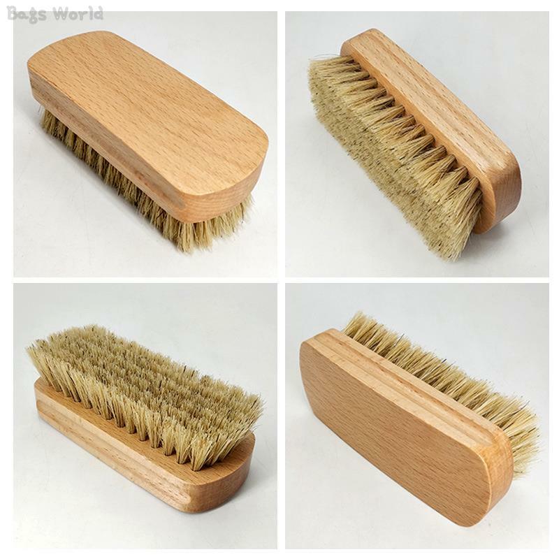 Hard Bristle Brush Pig Hair Waxing Brush Shoe Surface Cleaning Polishing Oiling Brush Imitation Mahogany Black Wood Handle Brush