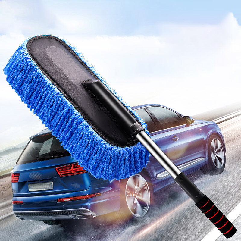 Fregona de limpieza de remolque de cera especial para coche, cepillo de limpieza de ventanas de coche, suave, Nano fibra, retráctil, mango largo, eliminación de polvo