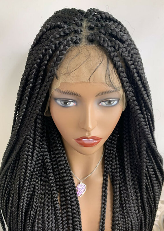 30-34inch Glueless Soft  Braided Lace Front Wigs Braid  With Baby Hair  Natural full lace Wig Braided Wigs Soft
