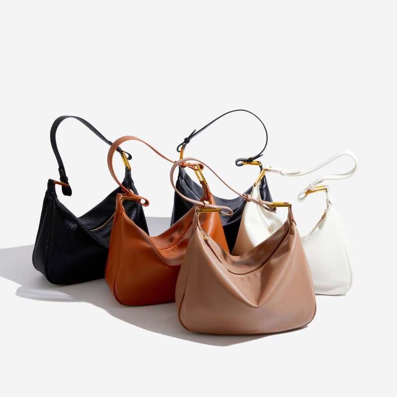 Повседневная сумка-хобо из мягкой искусственной кожи для женщин, сумки через плечо в простом стиле, вместительная Дамская дорожная сумочка-...