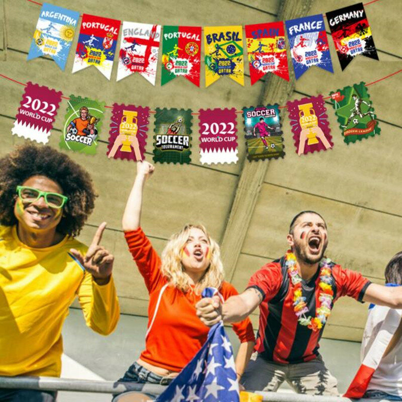 Festa de futebol decora flâmula barra corda bandeira países ao redor do mundo nações decoração bandeira espeto para festa decoração
