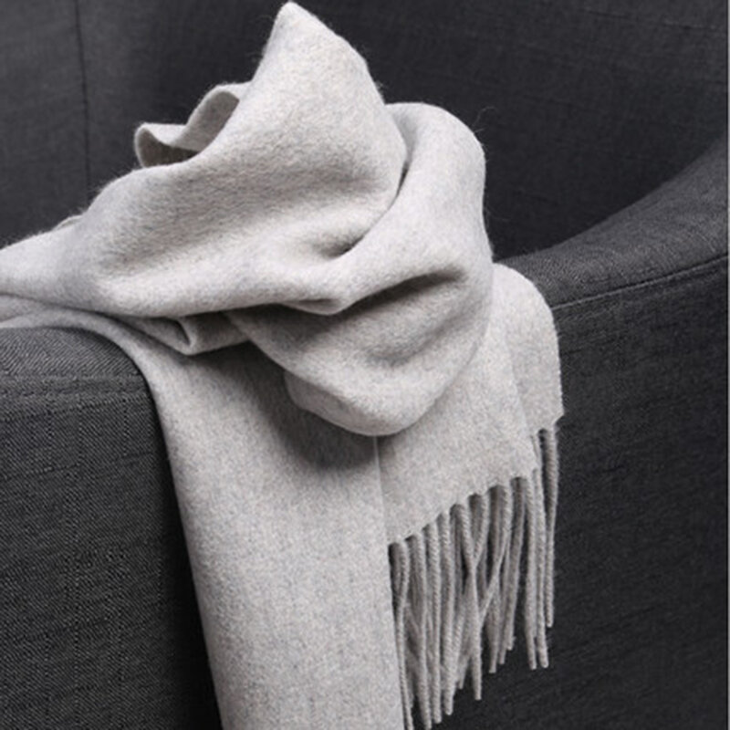 Bufanda de Cachemira de lujo para hombre y mujer, chales gruesos y cálidos de lana, de Color sólido, para invierno, 100%