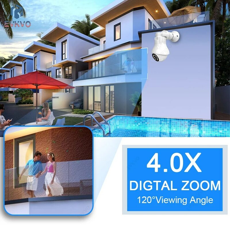 Caméra panoramique Wifi, ampoule, Vision nocturne, 5mp, Audio bidirectionnel, sécurité à domicile, lampe Fisheye, 360