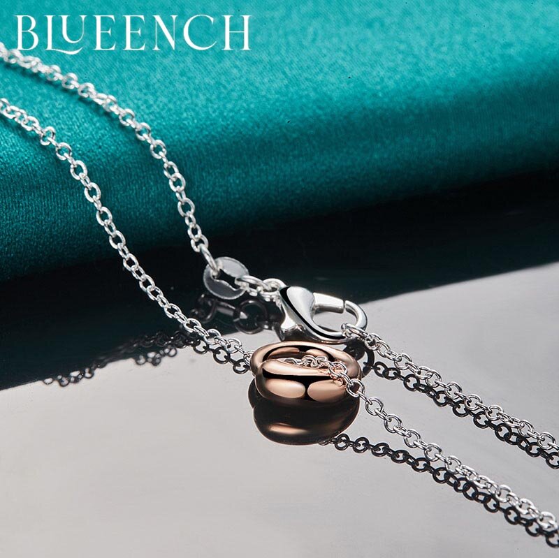 Blueench 925 Liontin Bulat Tidak Beraturan Perak Murni 16-30 "Kalung Rantai untuk Perhiasan Elegan Kasual Pesta Wanita