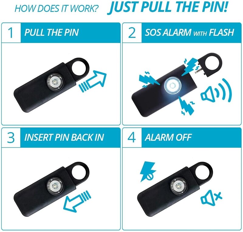 Samoobrona Alarm bezpieczeństwa syreny dla kobiet brelok z SOS LED Light Alarm osobisty ochrona osobista Alarm pęku kluczy