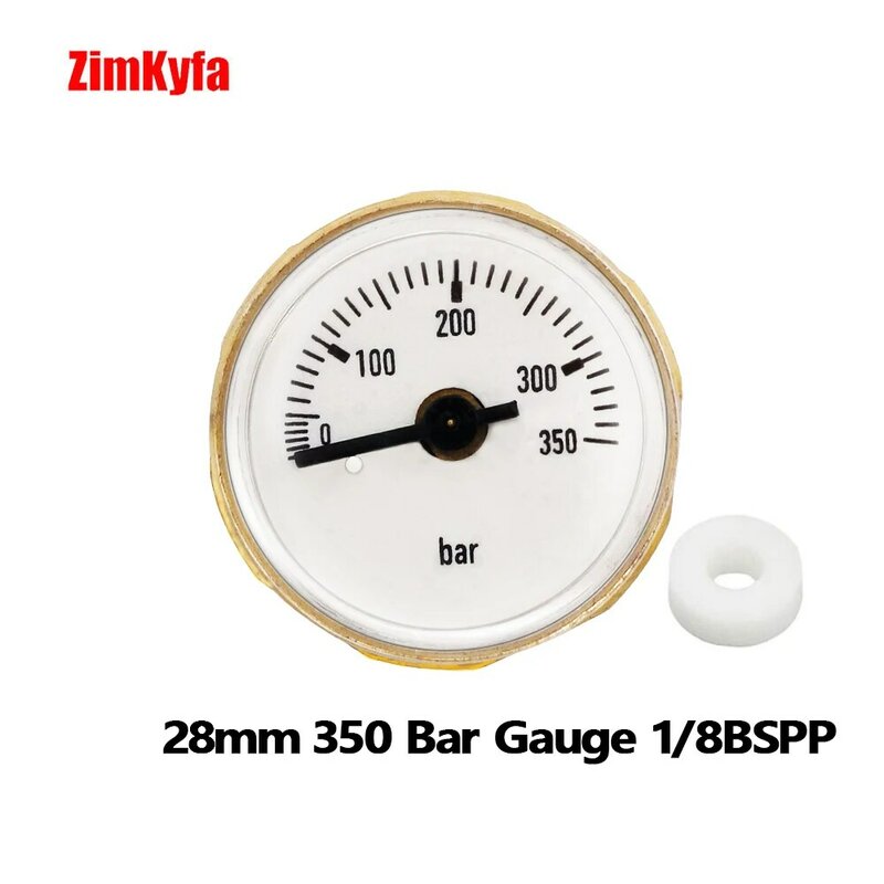 고압 다이얼 정밀 부르돈 튜브, 공기압 게이지 압력계, 1/8BSP (G1/8) 나사 포함, 350Bar, 28mm