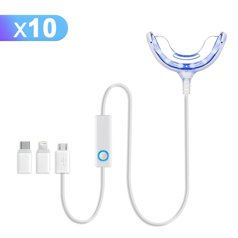 Ten Pieces Teeth Whitening LED Light With USB Plug Timer Function Remove Tartar Dental Care Equipment