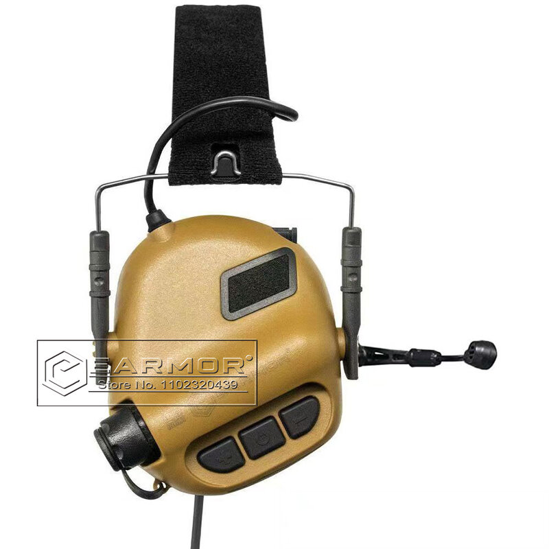 EARMOR M32 오리지널 전술 헤드셋 및 M52 슈팅 이어머프 PTT 어댑터, 야외 스포츠 소음 감소/청력 보호